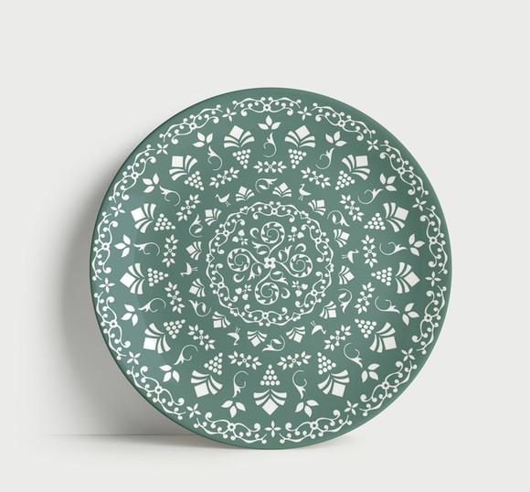 Prato Decorativo Mandala Botânica Provençal 21cm Porcelana