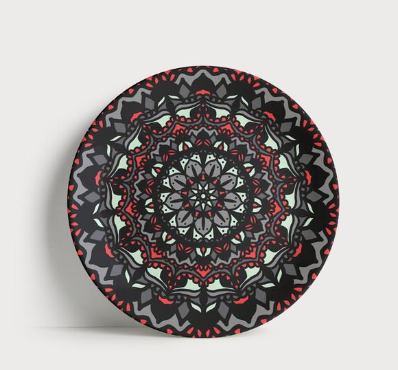 Prato Decorativo Mandala Moderna Rubi 21cm Porcelana