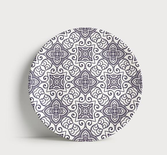 Prato Decorativo Mandala Rendada Monocromática 21cm Porcelan