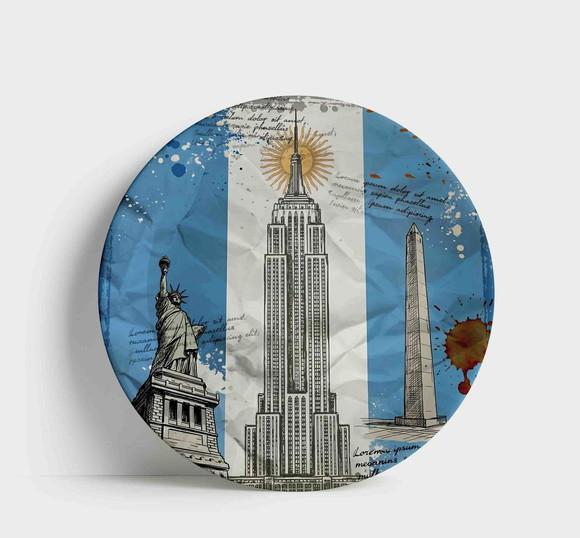 Prato Porcelana Argentina 21cm - Monumentos e Bandeira