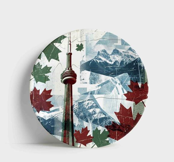 Prato Porcelana Canadá 21cm - Montanhas e Cn Tower