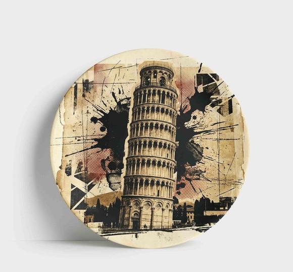 Prato Porcelana Itália 21cm - Torre de Pisa Urban Art