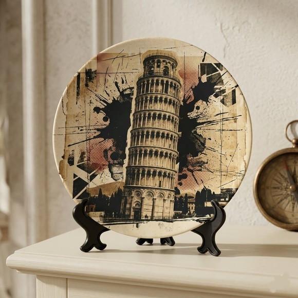 Prato Porcelana Itália 21cm - Torre de Pisa Urban Art