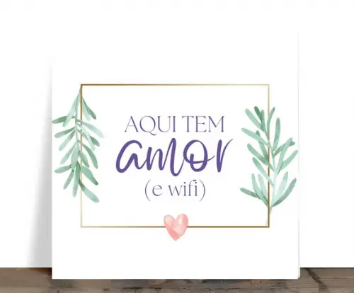Azulejo Decorativo Aqui Tem Amor e Wifi 15x15 Cerâmica