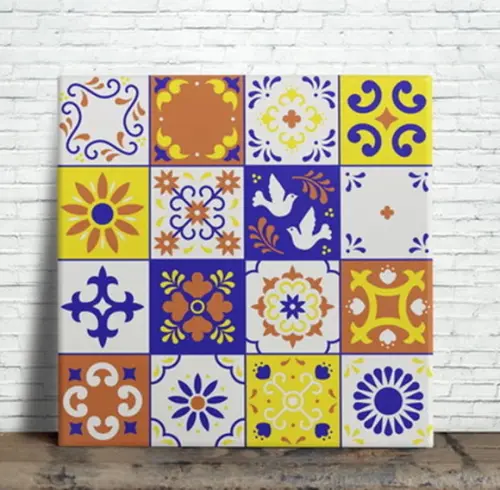 Azulejo Decorativo Colorido Estilo Português