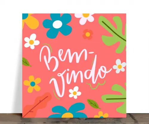 Azulejo Decorativo Floral "bem-vindo" 15x15 Cerâmica