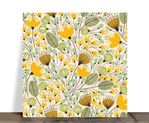 Azulejo Decorativo Floral Silvestre Amarelo 15x15 Cerâmica