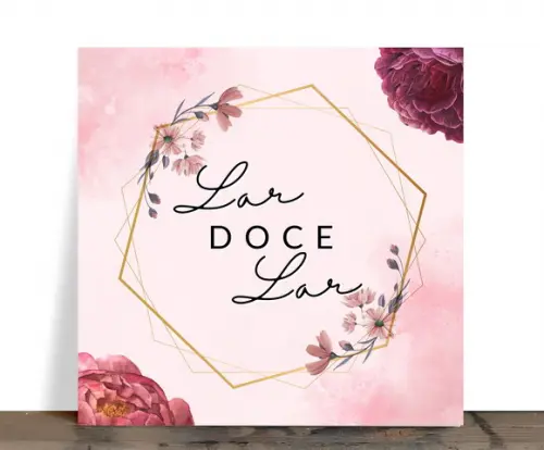 Azulejo Decorativo Lar Doce Lar Floral Aquarela 15x15 Cerâ
