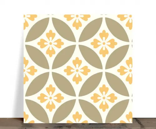 Azulejo Decorativo Mandala Amarela Retrô 15x15 Cerâmica