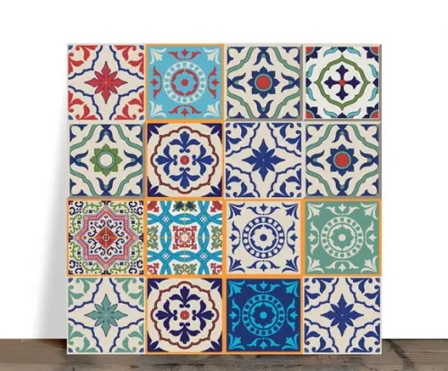 Azulejo Decorativo Mosaico Mandala Floral Colorida 15x15