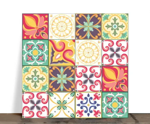 Azulejo Decorativo Mosaico Geométrico Vibrante 15x15 Cerâmic
