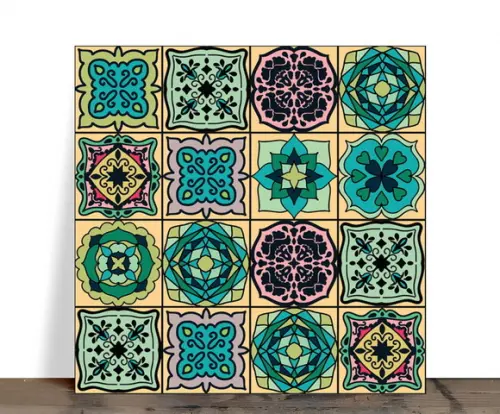 Azulejo Decorativo Mosaico Mandalas Verdes 15x15 Cerâmica