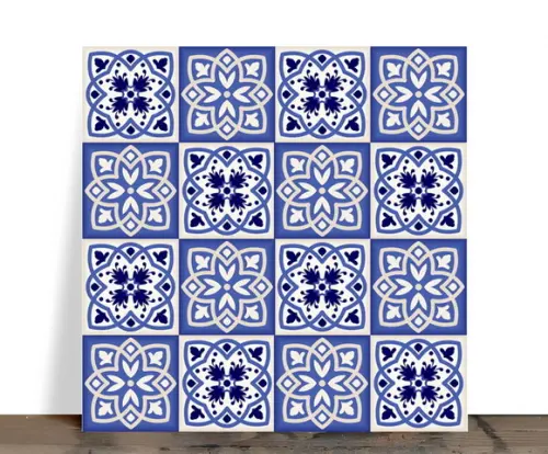 Azulejo Decorativo Mosaico Português Azul e Branco 15x15