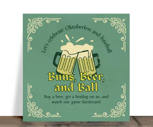 Azulejo Decorativo Oktoberfest Buns, Beer, And Ball 15x15