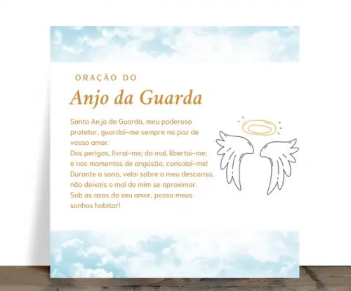 Azulejo Decorativo Oração Anjo da Guarda 15x15 Cerâmica