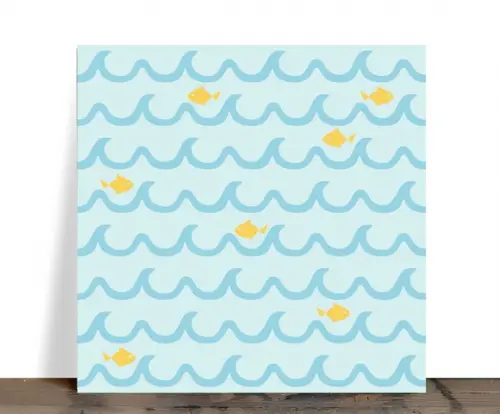 Azulejo Decorativo Peixinhos e Ondas 15x15