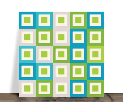 Azulejo Decorativo Retrô Geométrico Verde e Azul 15x15 Cerâm