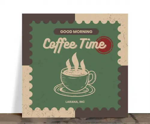 Azulejo Decorativo Vintage Coffee Time Selo Postal 15x15