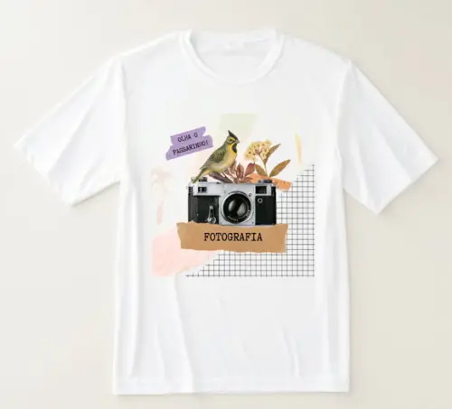 Camiseta Arte Fotografia Modelo Retrô Colagem