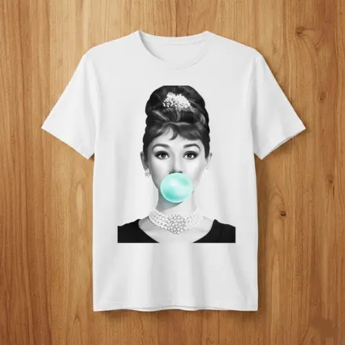 Camiseta Audrey Hepburn Bubblegum Pop Art