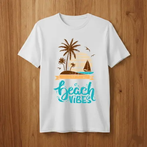 Camiseta Beach Vibes Verão Estampa Praiana