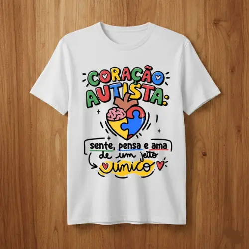 Camiseta Coração Autista Tea Conscientização