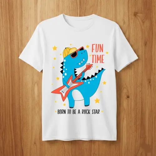 Camiseta Dinossauro Rock Star Infantil