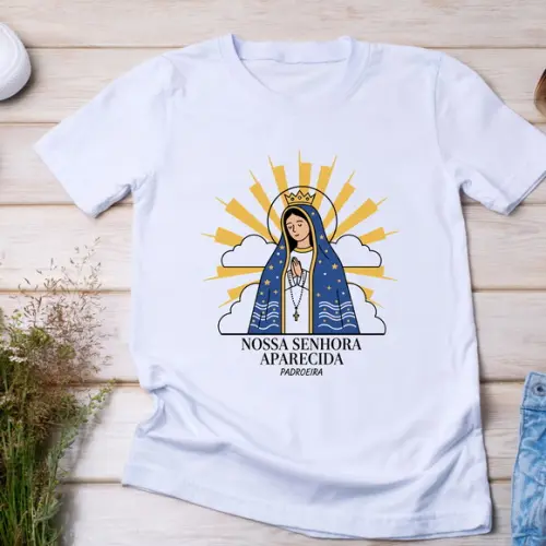 Camiseta Nossa Senhora Aparecida Minimalista Padroeira do Br