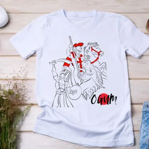 Camiseta Ogum São Jorge Orixá Umbanda Candomblé Fé Proteção