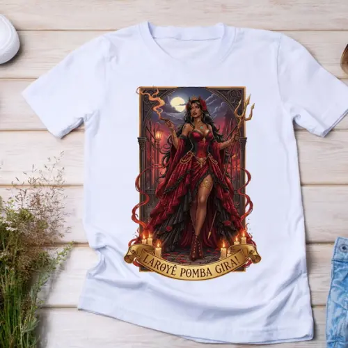 Camiseta Pomba Gira Laroyê! Guardiã dos Caminhos Umbanda