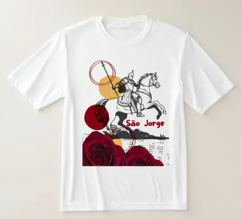 Camiseta São Jorge Guerreiro das Rosas - Design Artístico