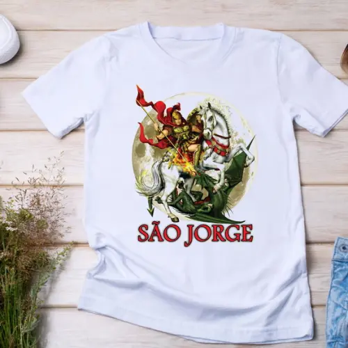 Camiseta São Jorge Guerreiro Épico - Sob a Luz da Lua