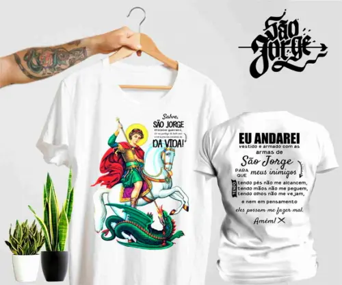 Camiseta São Jorge Protetor da Vida - Fé e Proteção
