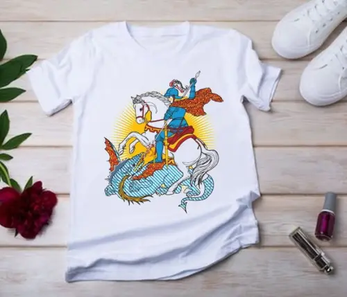 Camiseta São Jorge Pop Art - Estilo e Devoção