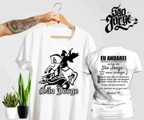 Camiseta São Jorge Silhueta - Proteção e Design Minimalista