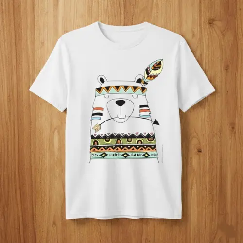 Camiseta Urso Tribal Boho Estilo e Conforto