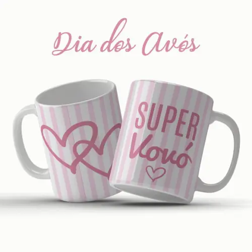 Caneca Dia dos Avós Super Vovó Presente Carinhoso
