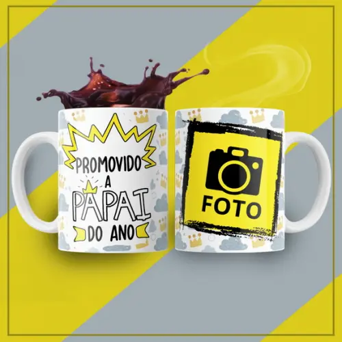 Caneca Personalizada Promovido a Papai do Ano com Foto