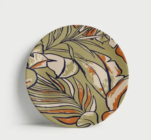 Decoração Tropical: Prato 21 cm Porcelana - Mesa ou Parede