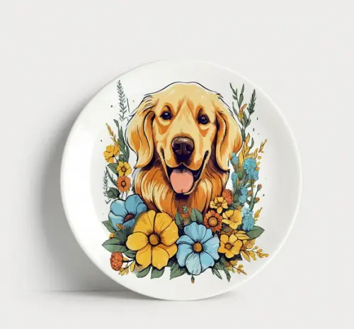 Prato de Porcelana Golden Retriever