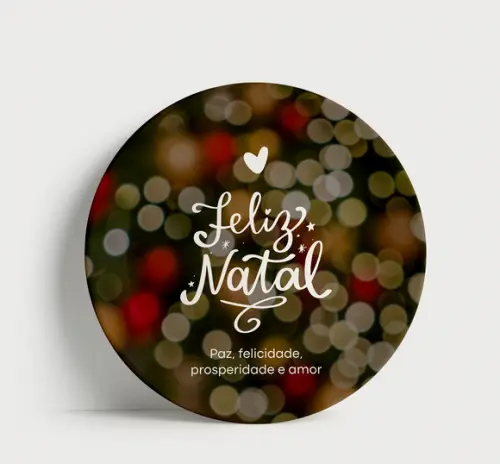 Prato Decorativo de Natal: Luzes Bokeh e Mensagem de Carinho