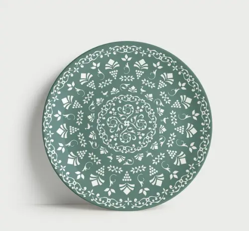 Prato Decorativo Mandala Botânica Provençal 21cm Porcelana