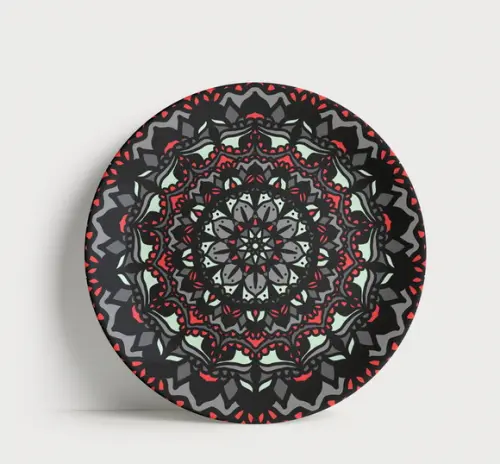 Prato Decorativo Mandala Moderna Rubi 21cm Porcelana