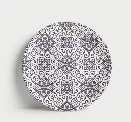 Prato Decorativo Mandala Rendada Monocromática 21cm Porcelan