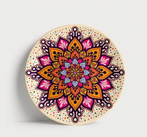 Prato Decorativo Mandala Sol de Verão - Porcelana 21cm