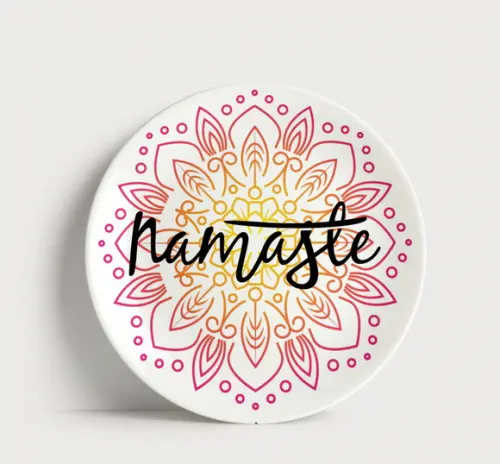 Prato Decorativo Namastê Mandala Floral - Porcelana 21cm
