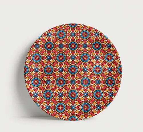 Prato Decorativo Padrão Mandala Estelar 21cm Porcelana