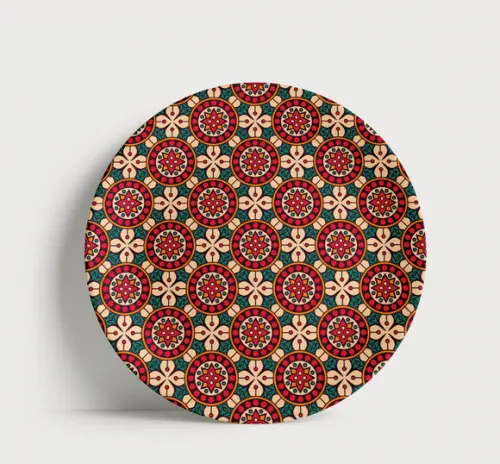 Prato Decorativo Padrão Mandala Geométrica 21cm Porcelana