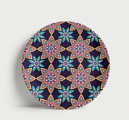 Prato Decorativo Padrão Mandalas Estilizadas 21cm Porcelana