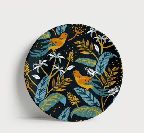 Prato Decorativo Pássaros Tropicais - Porcelana 21cm